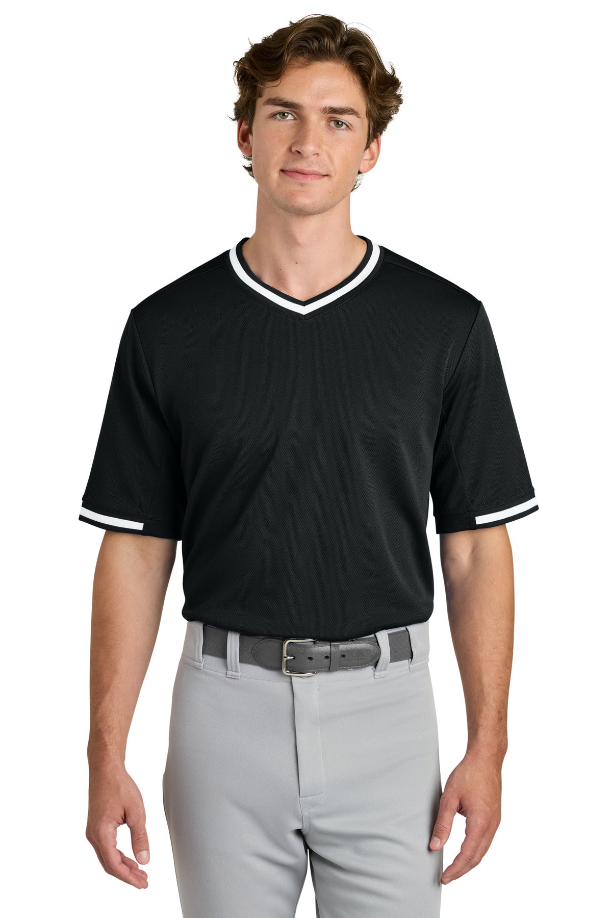 Sport-Tek Tough Mesh V-Neck Baseball Jersey