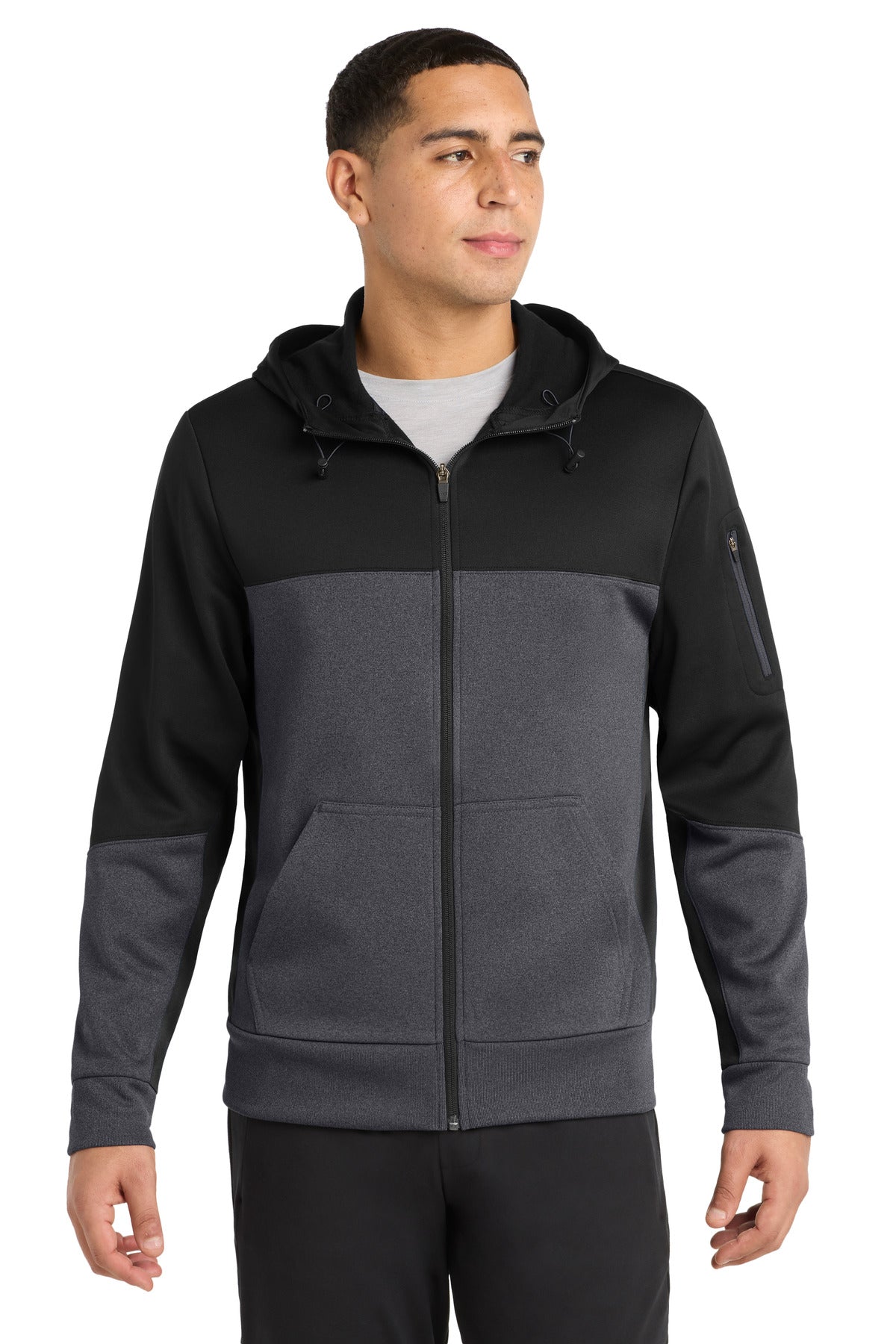 Sport-Tek Tech Fleece Colorblock Full-Zip Hooded Jacket