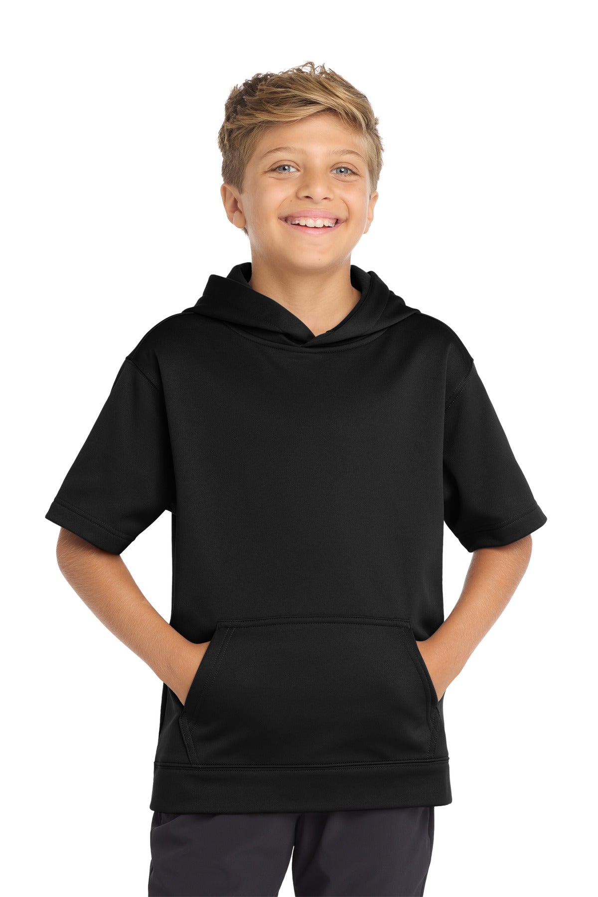 Sport-Tek  Youth Sport-Wick  Fleece Short Sleeve Hooded Pullover