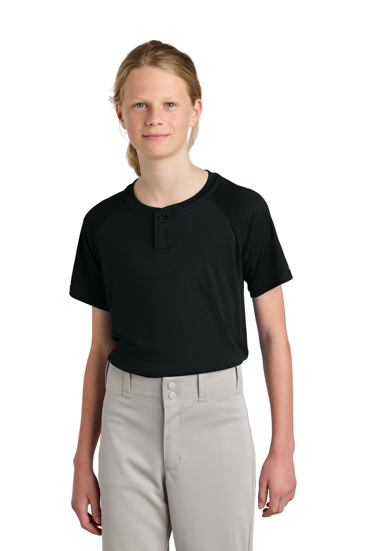 Sport-Tek Youth PosiCharge Competitor 2-Button Henley